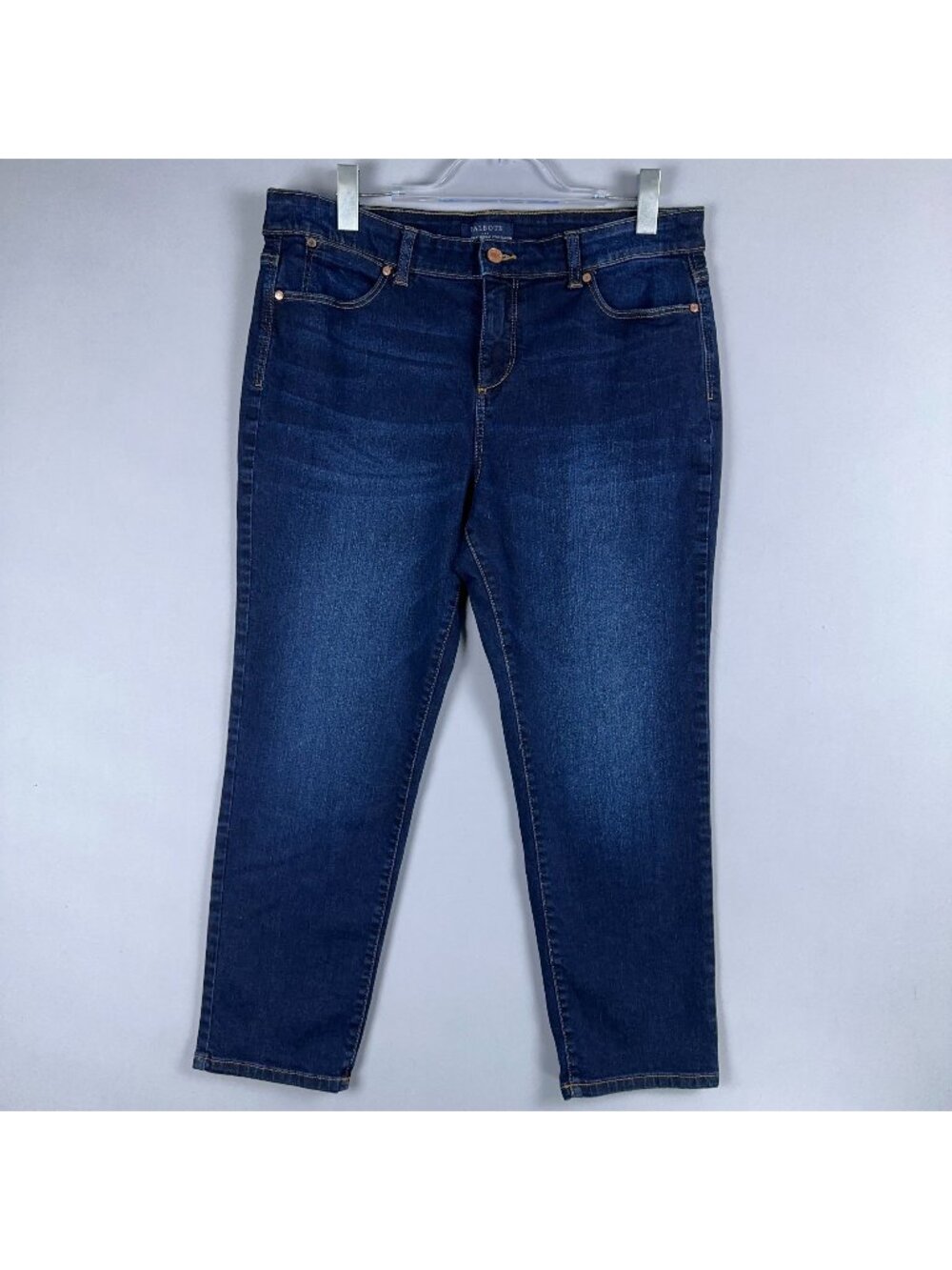 Talbots Ankle Jeans Size 14P Simply Flattering Collection Blue Dark Wash